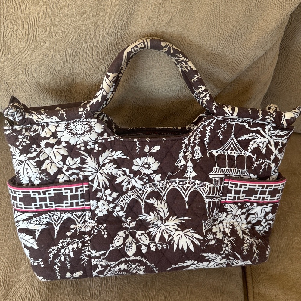 Vera Bradley Brown Pagoda imperial toile Handbag purse pocketbook discontinued